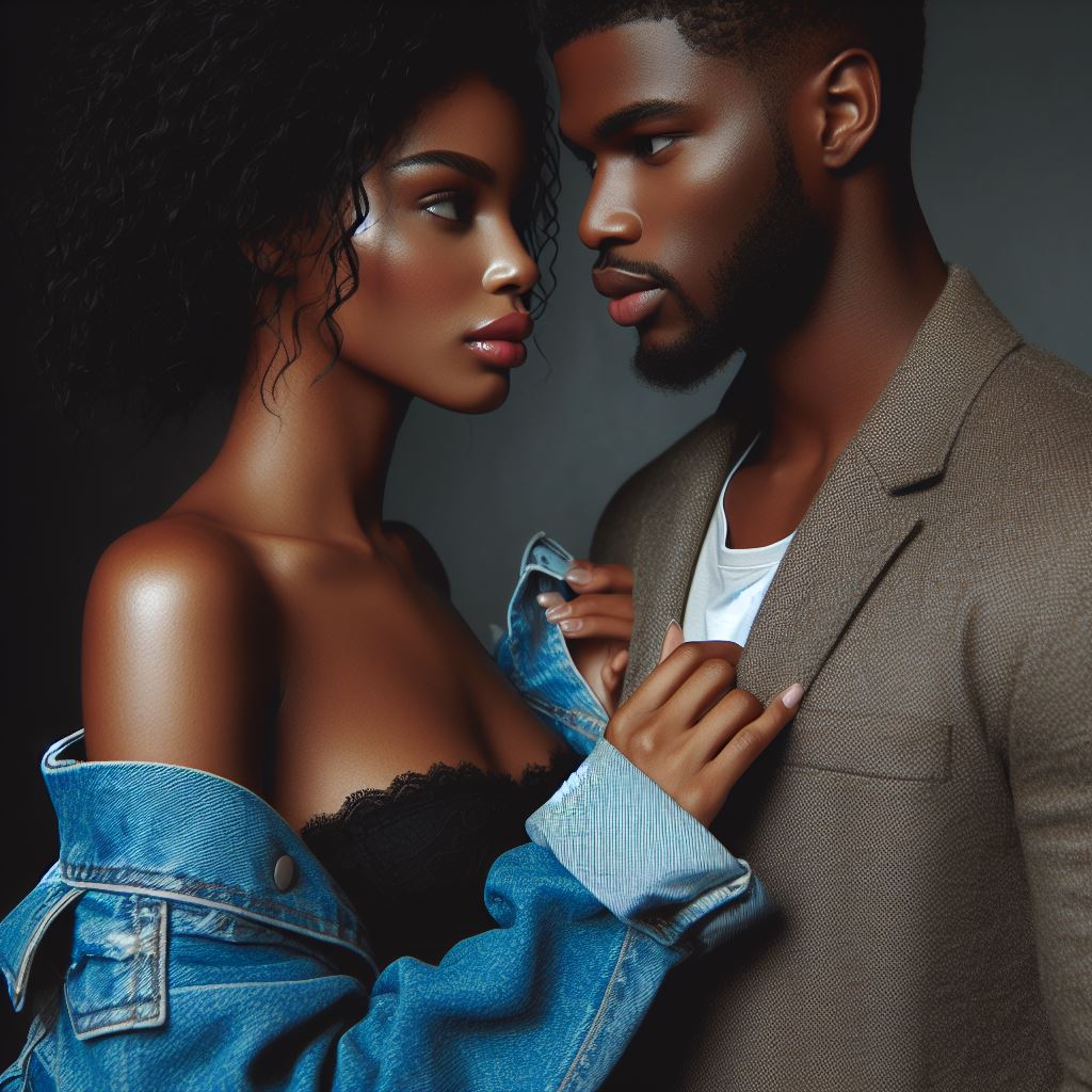 This photo depicts a beautiful black woman and a handsome black man staring into each other's eyes. It's used as a visual to showcase the law of gender in a blog post written by aiyaken sarai from ModestPlantBased.com